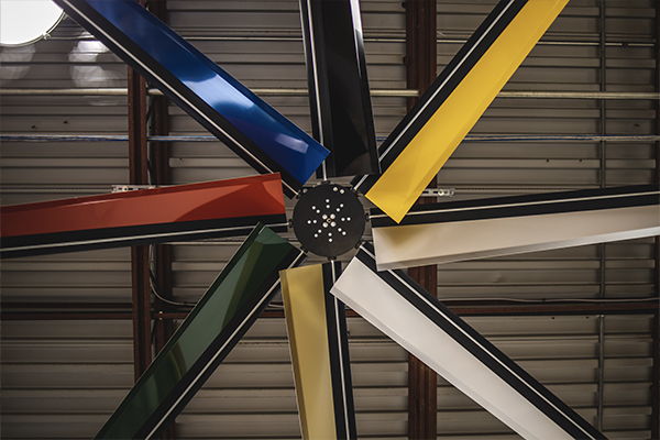 Multi-color hvls ceiling fan