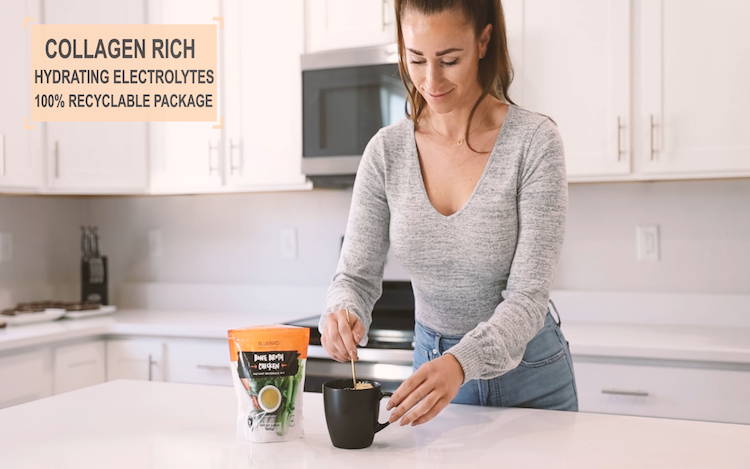 woman stirring bone broth