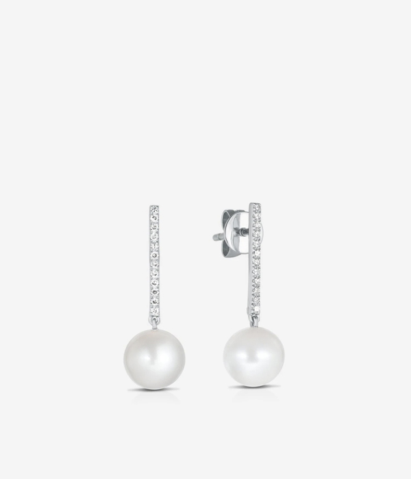 Diamond + Pearl Drop Earrings