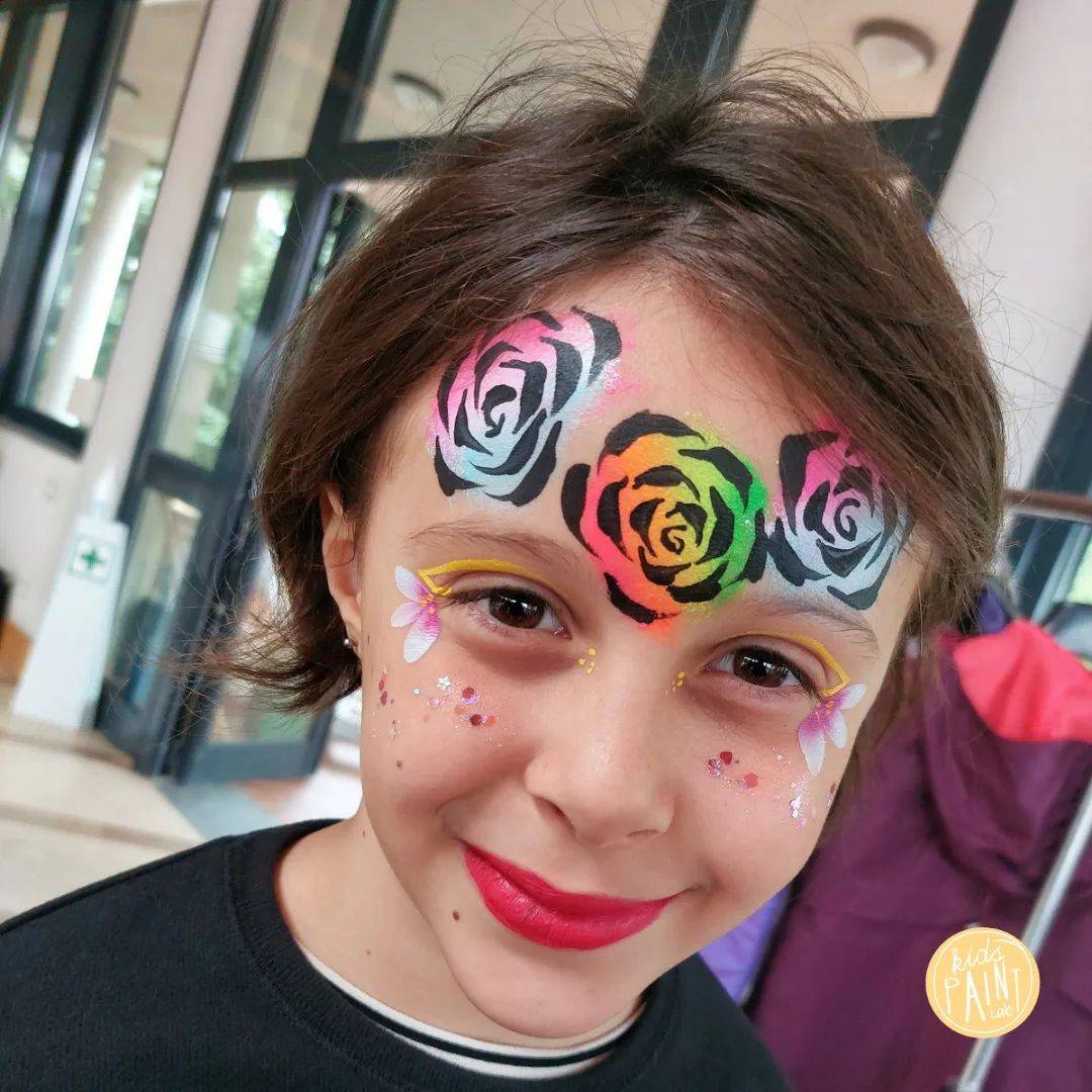 rainbow rose face paint