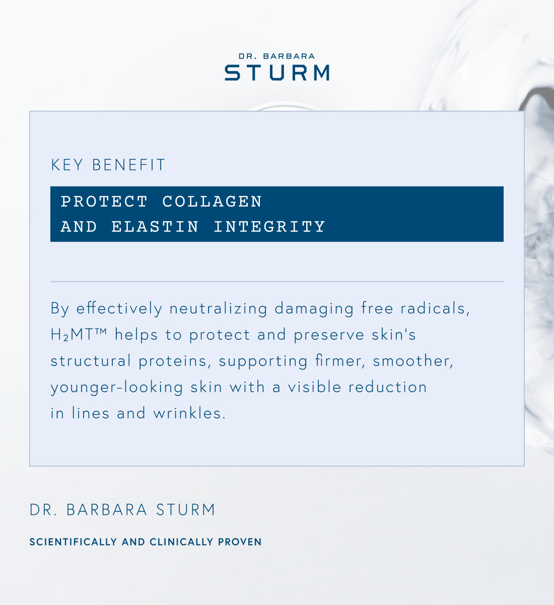 Text promoting skin benefits of a skincare product by Dr. Barbara Sturm.