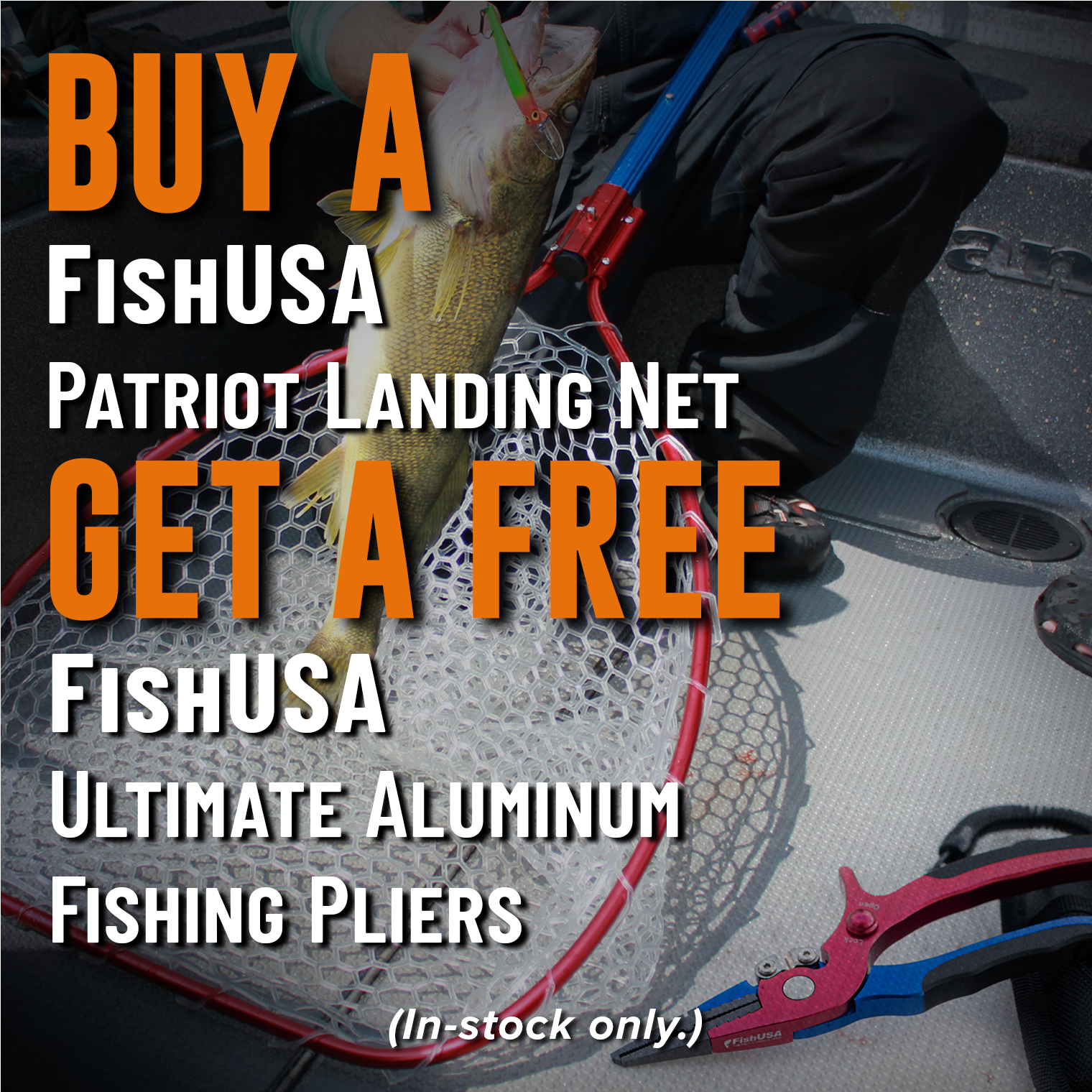 Buy A FishUSA Patriot Landing Net Get A Free FishUSA Ultimate Aluminum Fishing Pliers (In-stock only.)