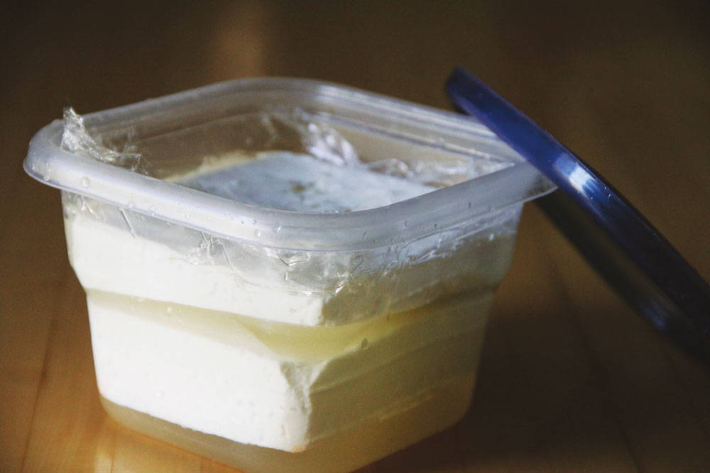 Feta cheese in brine