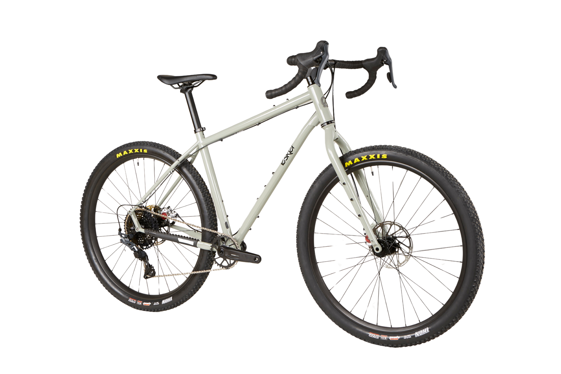 White Esker Lorax drop-bar mountain bike, side view