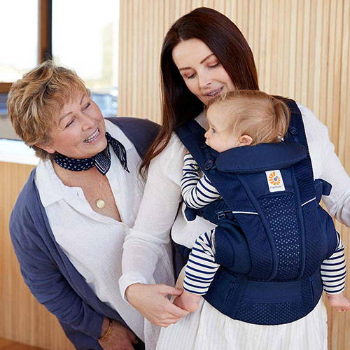 Mother, Grandmother and Baby in the Ergobaby Omni Breeze Baby Carrier