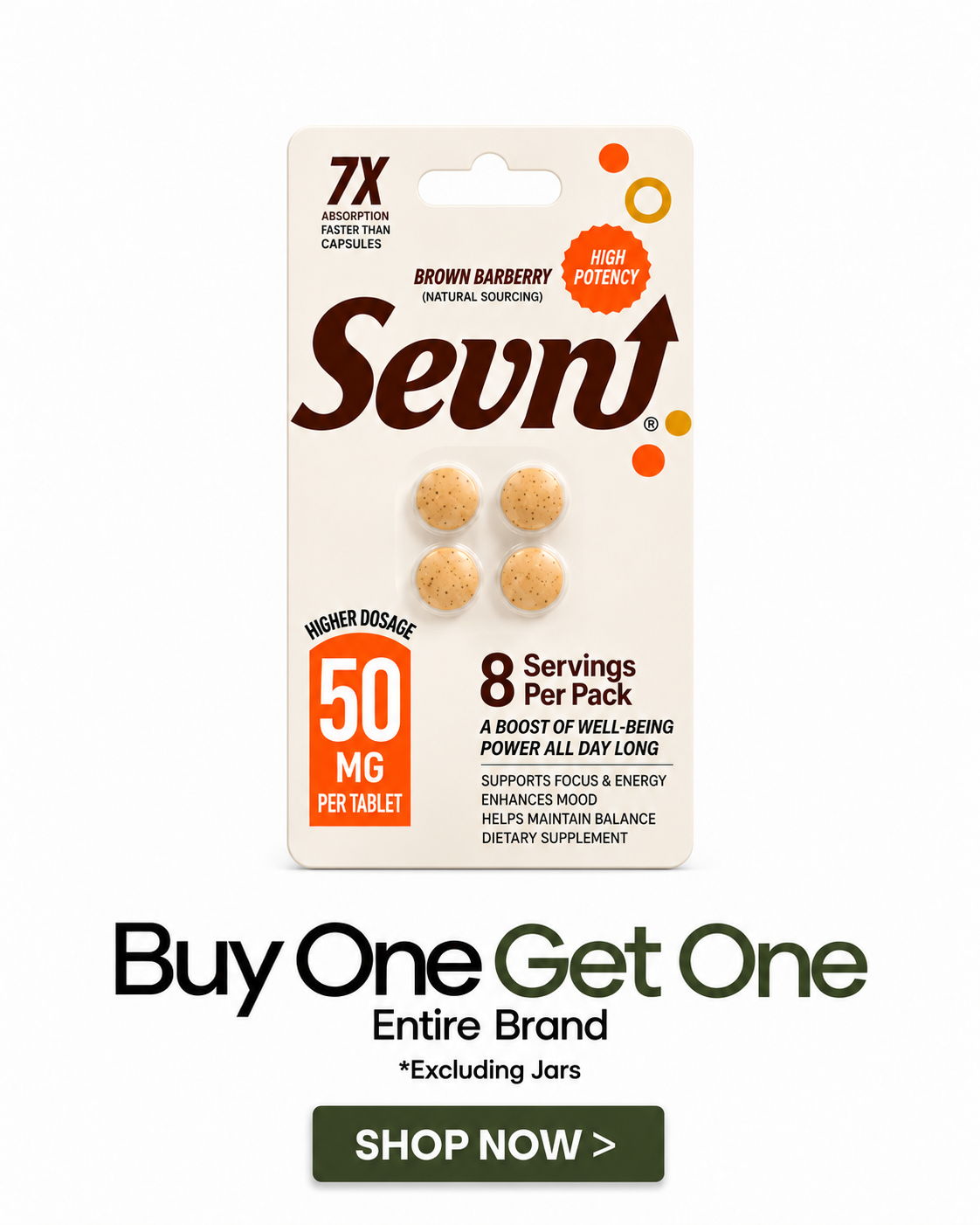 Sevn! supplement package with promotional offer text below.
