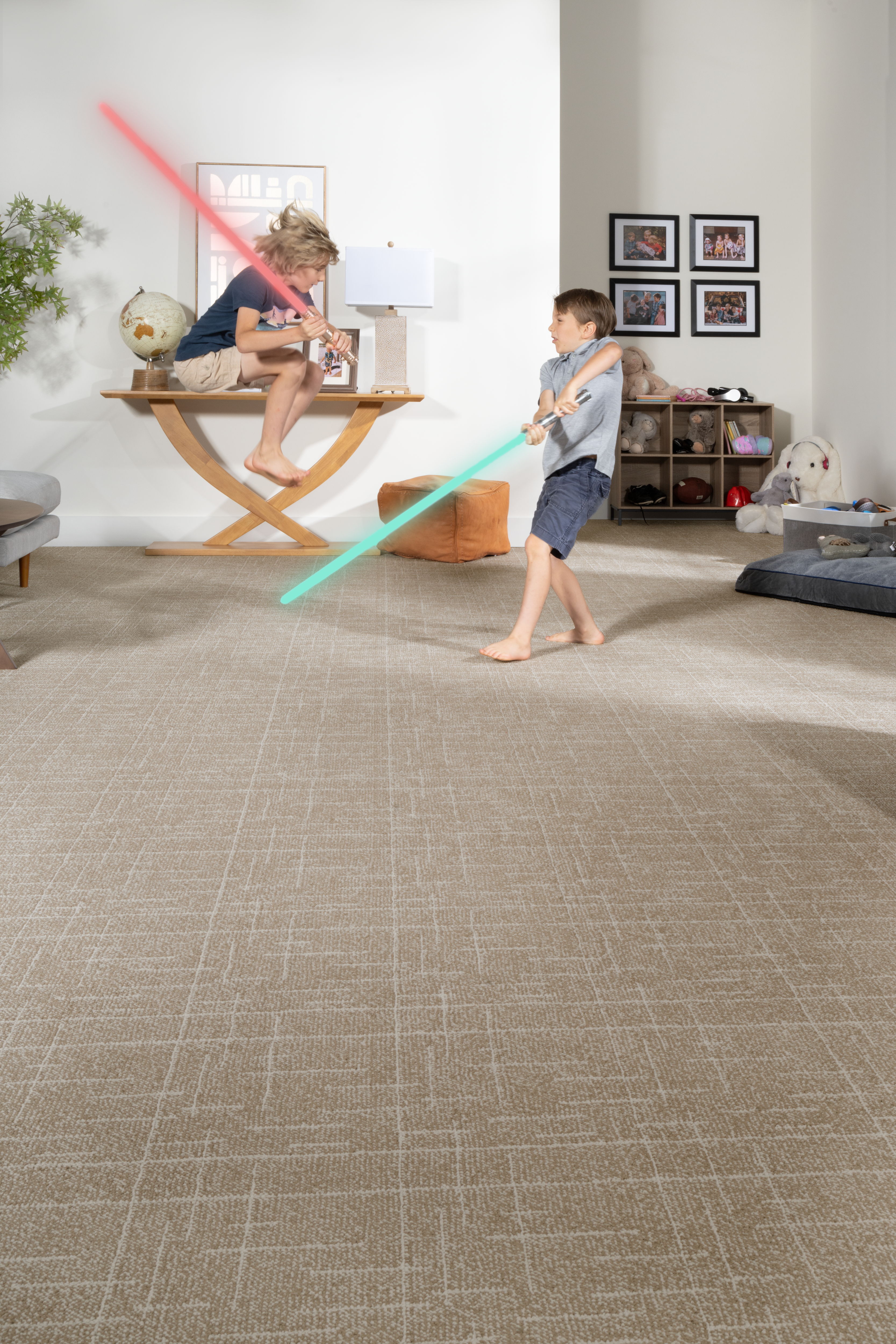 Children playing in room with SmartStrand carpet