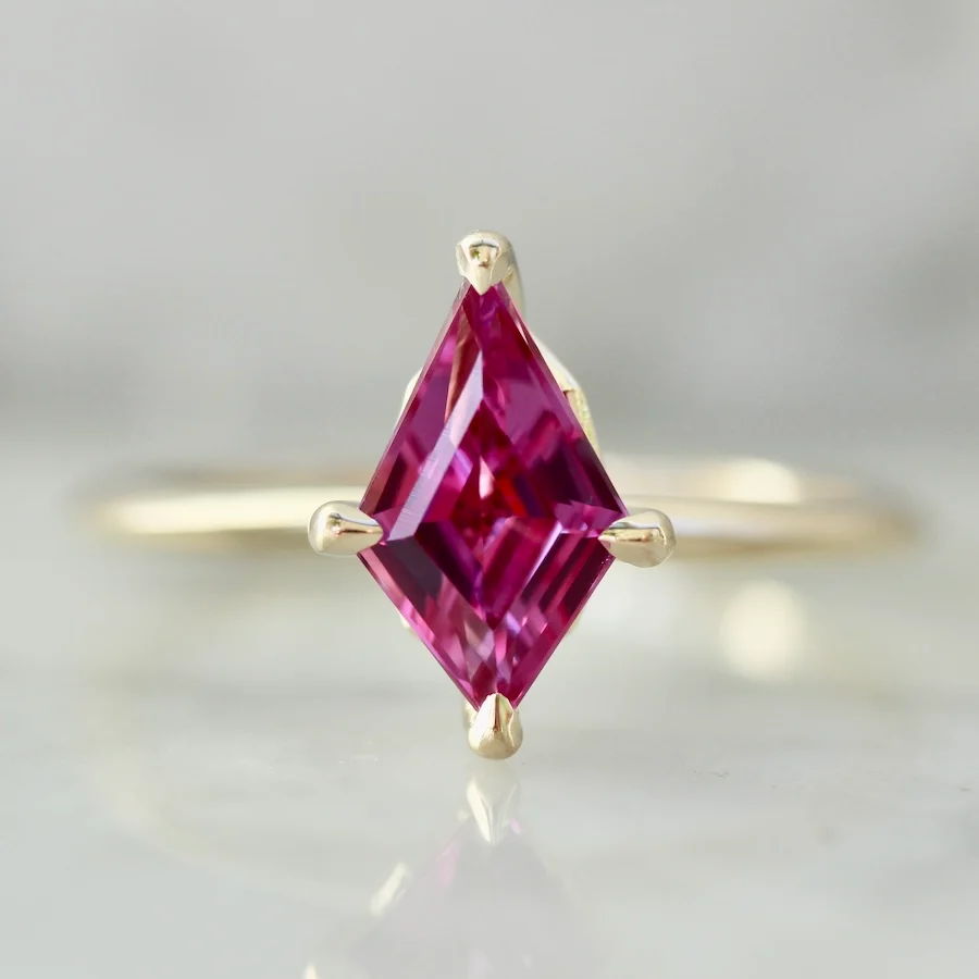 Kite cut pink sapphire ring