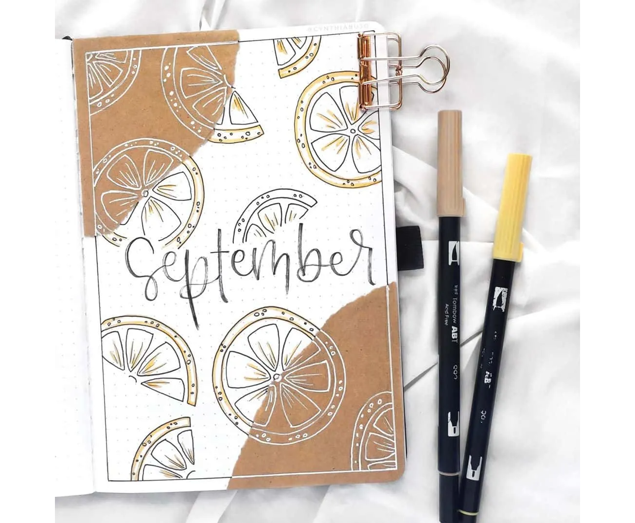 September cover page using kraft paper - lemon themed