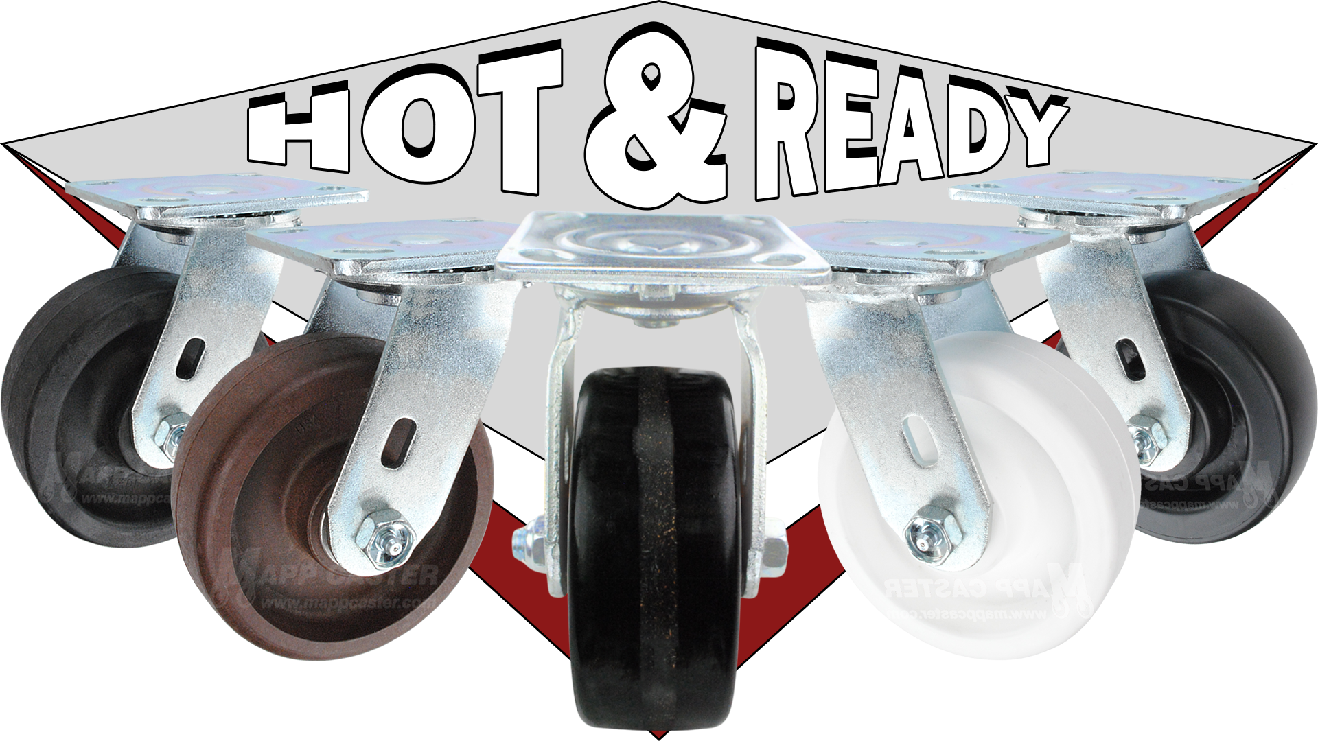 Composite & resin casters made of nylon, phenolic, retort & plastic. Water, heat, oil, grease, chemical resistant 