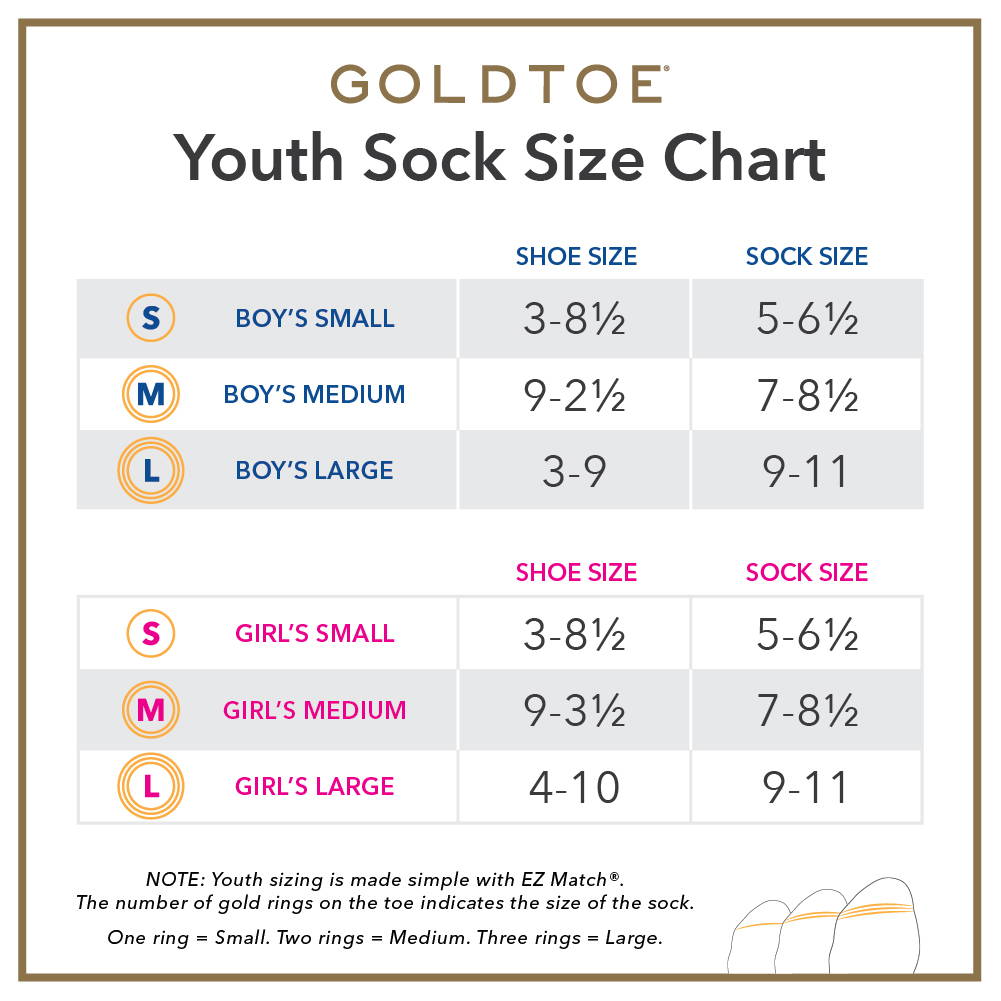 Size Chart for Socks | Gold Toe