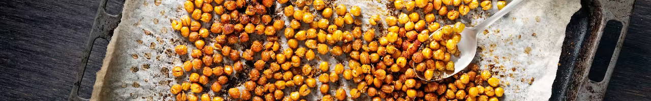 Crispy chickpeas on a baking sheet