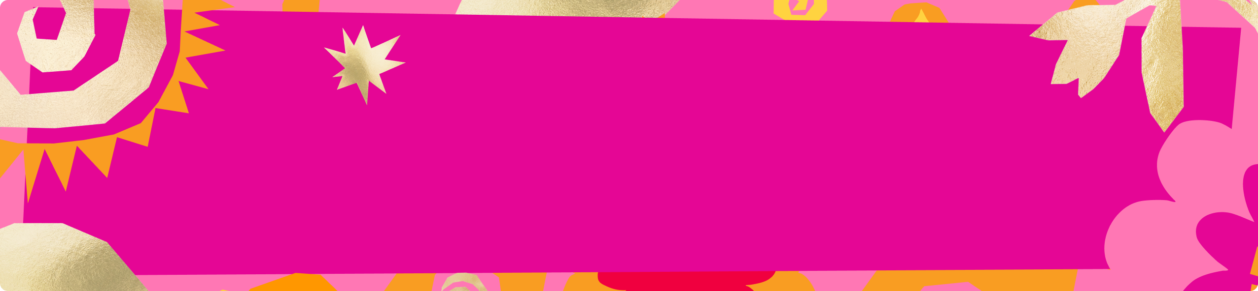 Colorful floral design with a bright pink background.