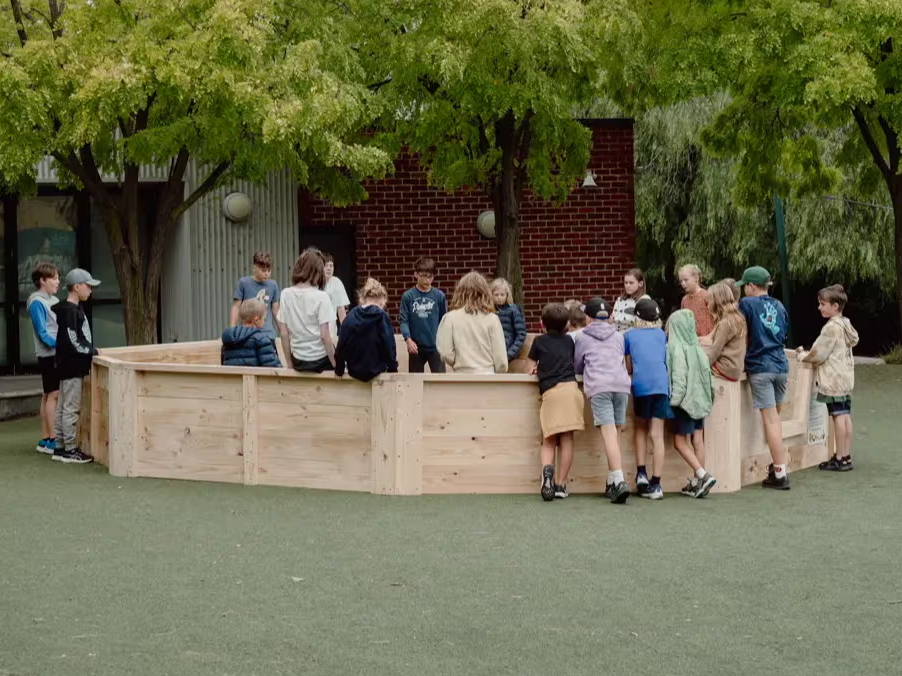 An Outdoor Gaga ball pit built with long lasting Australian woods for enduring outdoor conditions