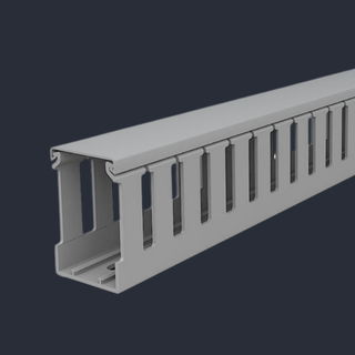 Grey Industrial wiring duct (E Series) with cover on