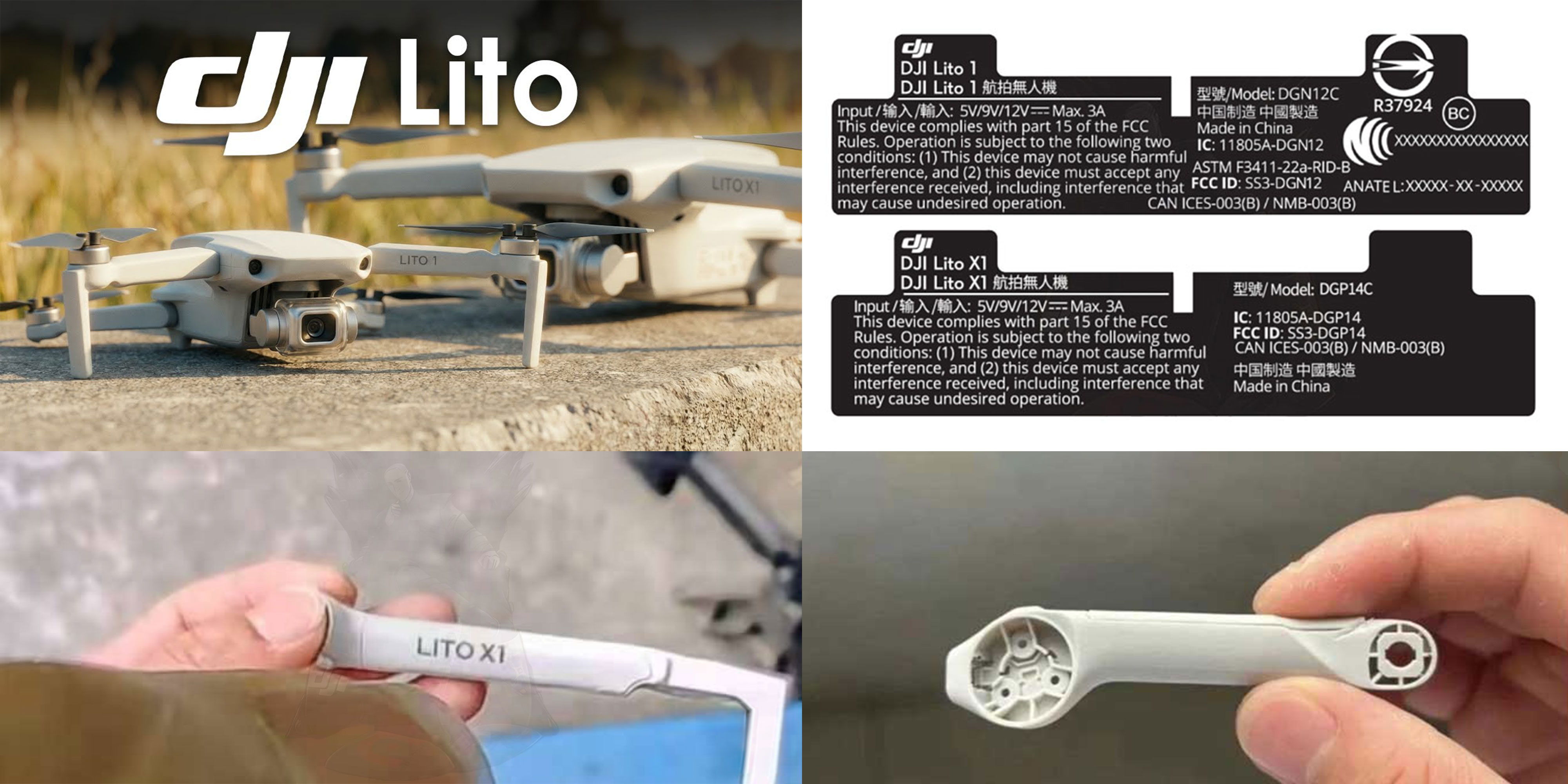 A collage of images covering the DJI Lito drone leaks