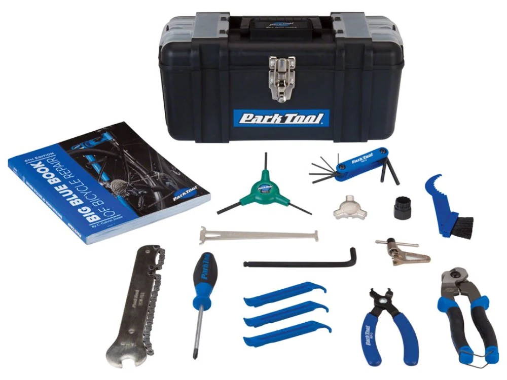 Park Tool SK-4 Home Mechanic Starter Kit spread out on the ground