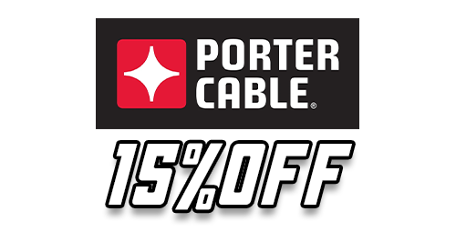 Porter Cable logo with a 15% off promotion.