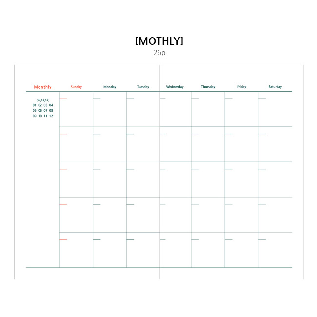 Monthly plan - Wanna This Tailorbird fabric dateless weekly planner ver5