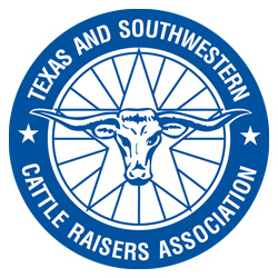 Texas and Southwestern Cattle Raisers Association logo featuring a longhorn steer.