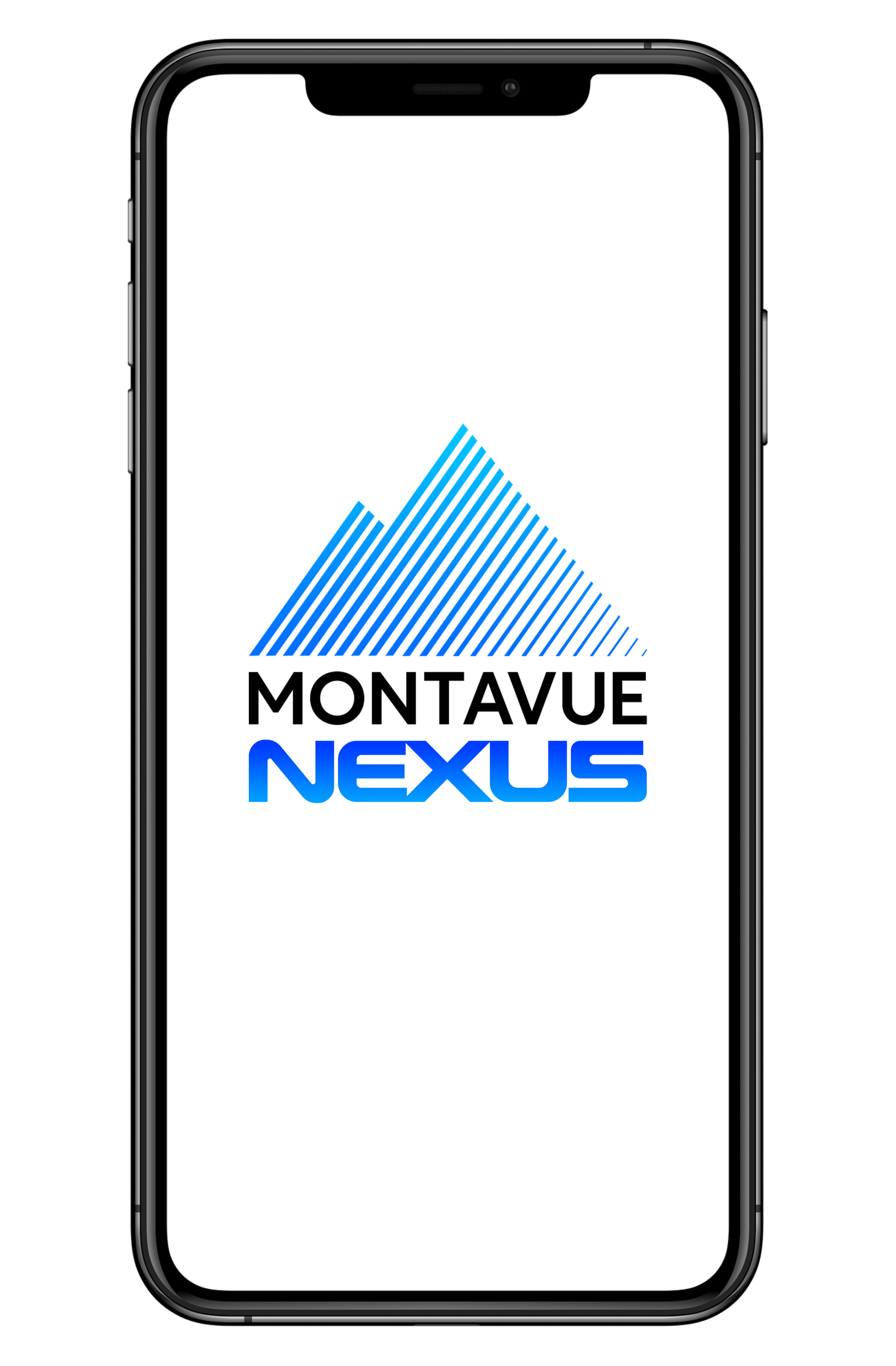 Smartphone displaying the Montavue Nexus logo on a white background.