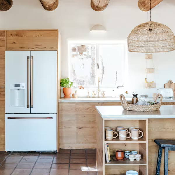 Matte white refrigerator in Posada rental kitchen