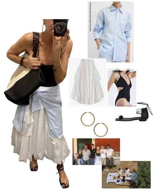 Fashion collage featuring outfits, accessories, and personal photos.