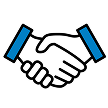 Stylized blue and black abstract design.
