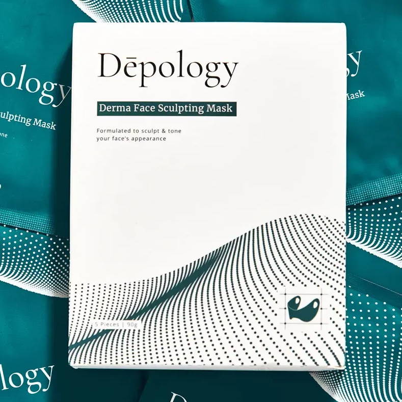The Dēpology Sculpting Mask is infused with essential ingredients to tone and firm your chin, jowl and jawline.
