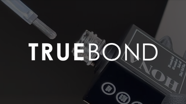 Logo of TrueBond with product packaging and applicator.