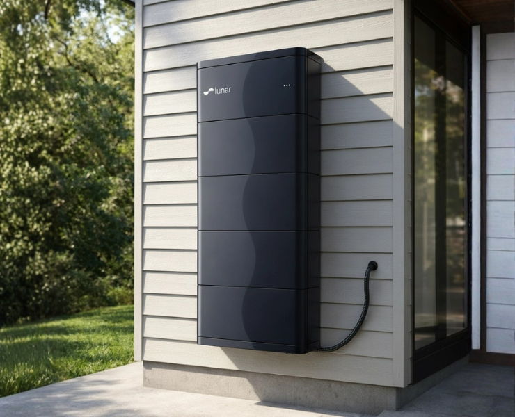 Lunar Energy battery mounted to wall of home.