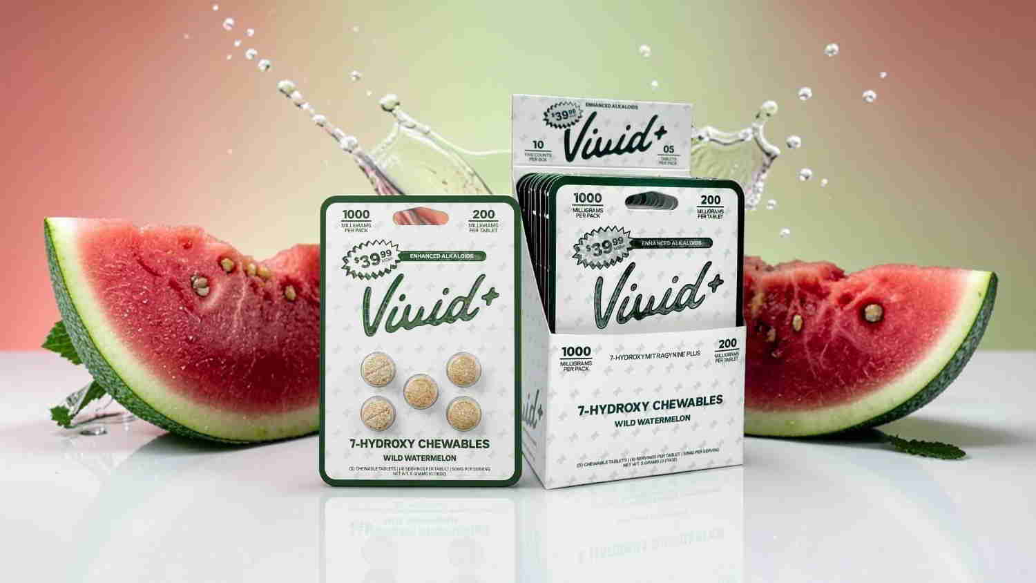 Packaging of Visido supplements with watermelon slices in the background.