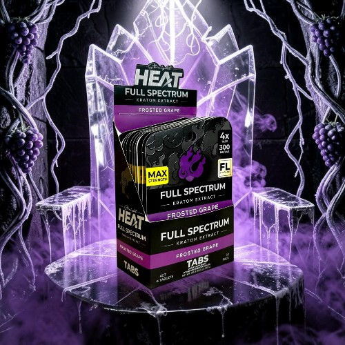 Product packaging with purple theme, labeled 