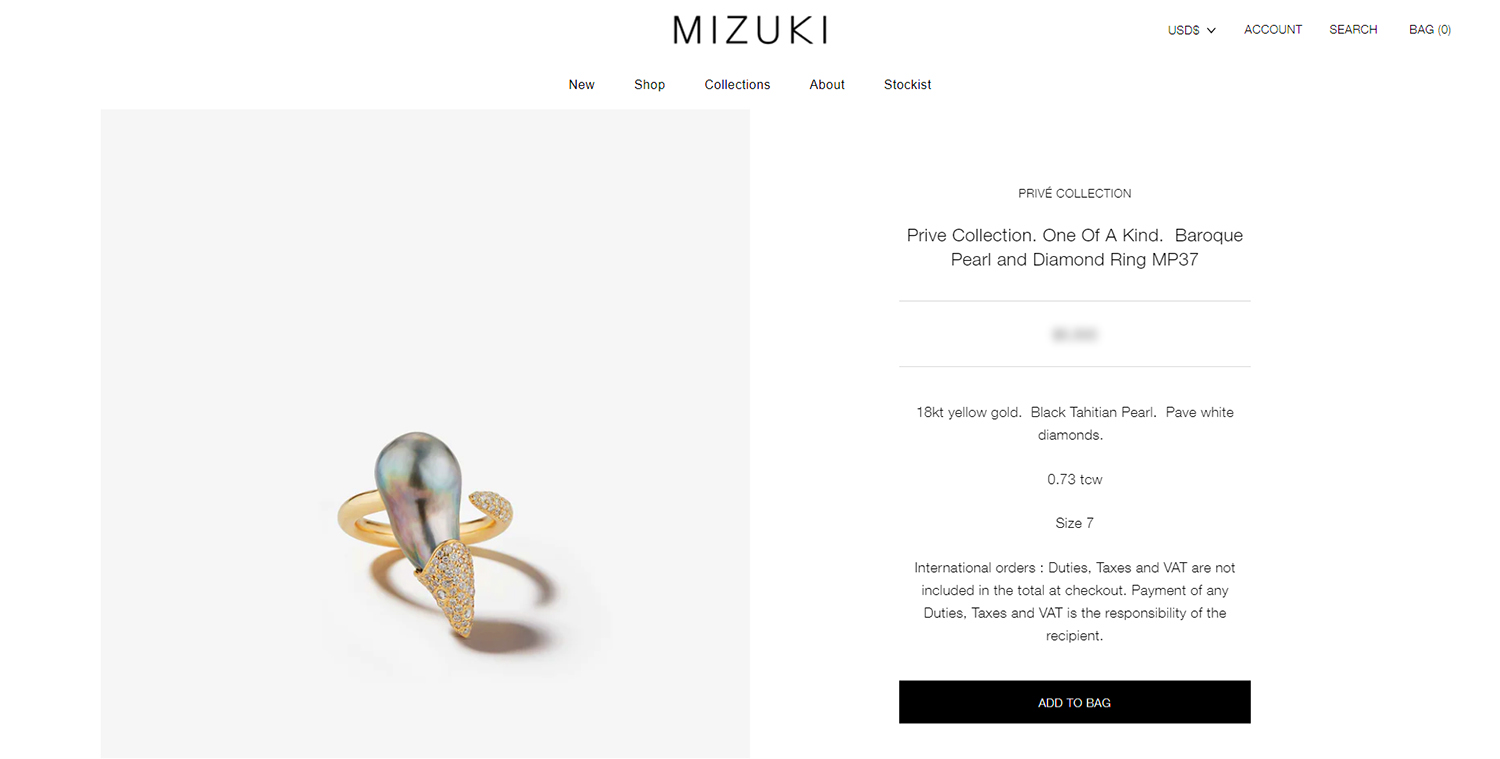 Mizuki One of a Kind Tahitian Pearl and Diamond Ring
