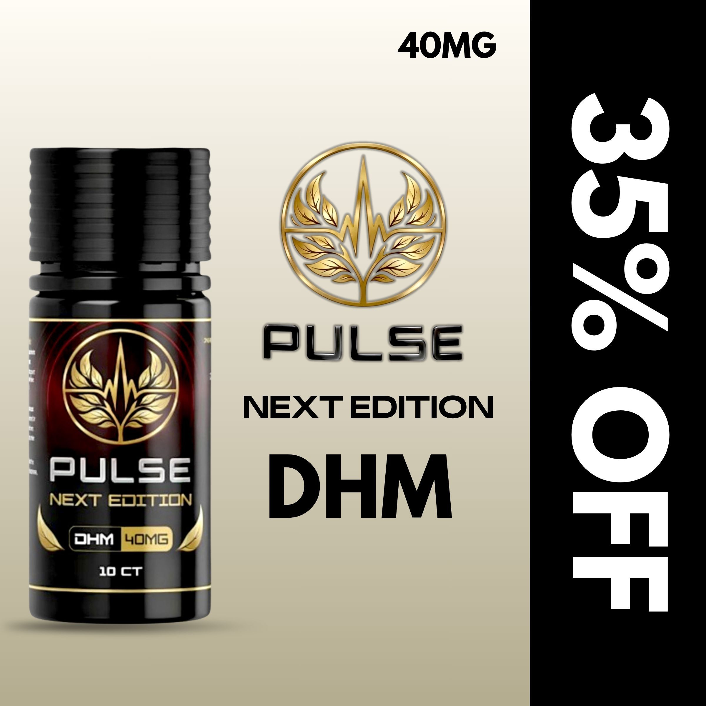 Pulse Next Edition DHM supplement bottle with 35% off promotion.