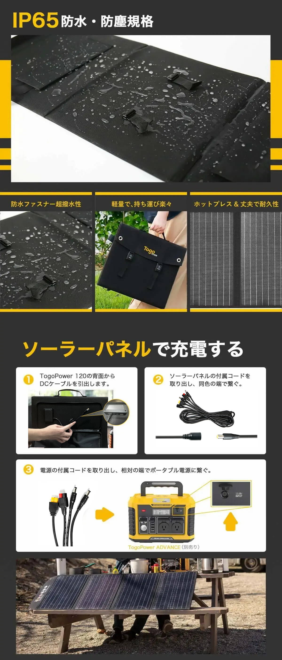TogoPower ADVANCEシリーズ 折り畳み式 ソーラーパネル TogoPower ADVANCEシリーズ 折り畳み式 ソーラーパネル