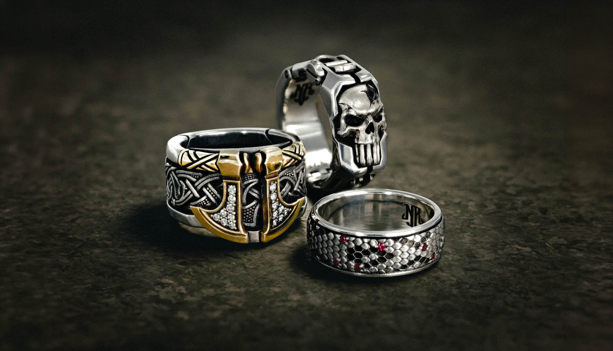 Three NightRider Men's Rings