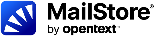 Logo featuring a stylized blue fan or wave design.