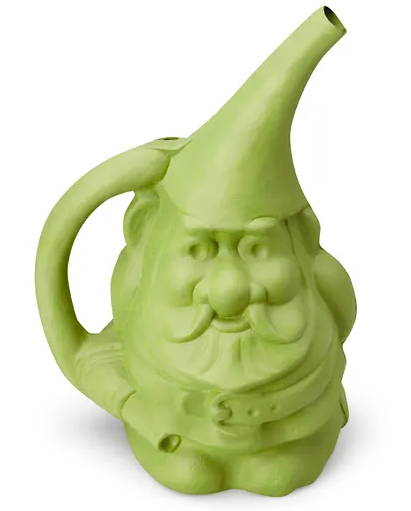 Green gnome watering can