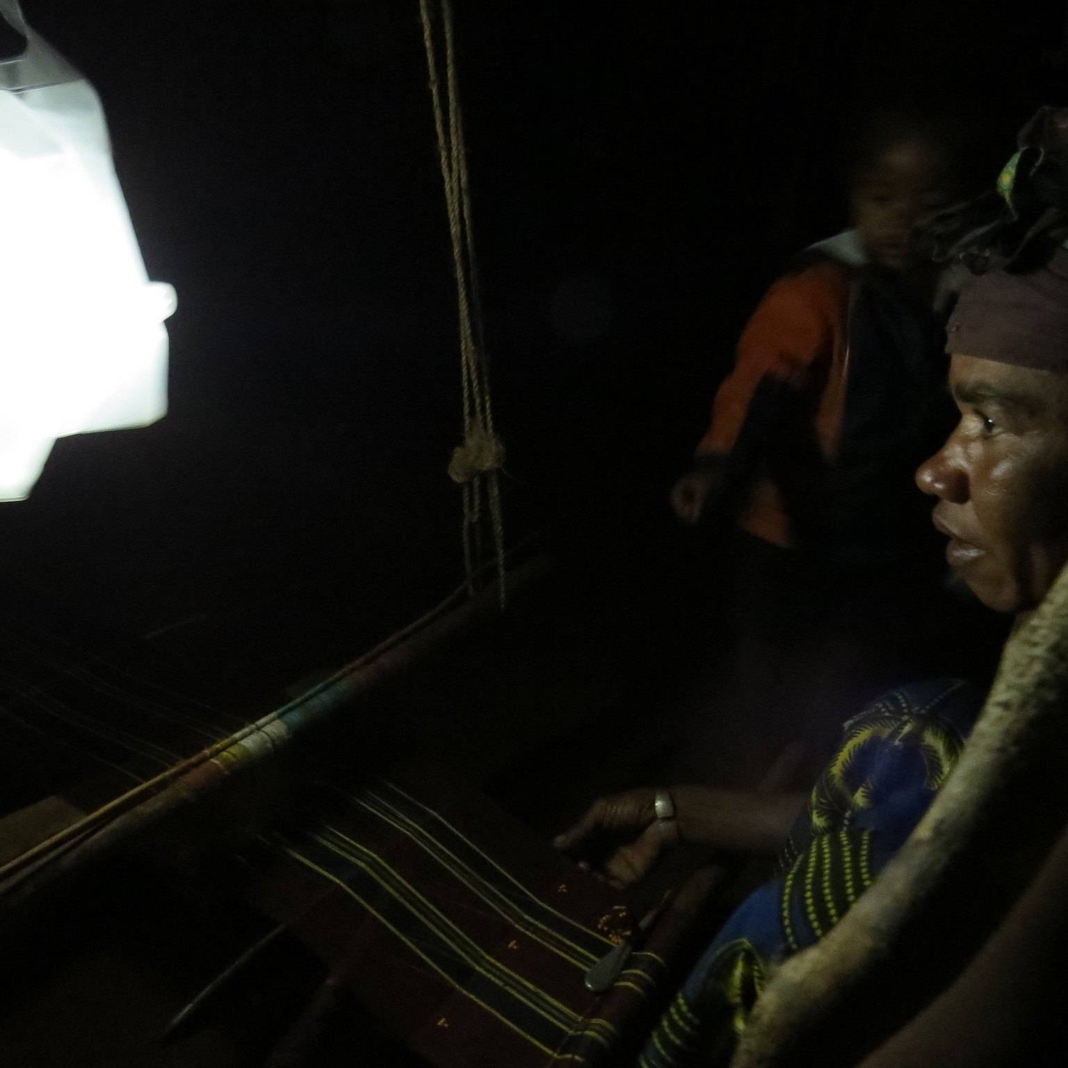 Lantern lights up a dark area.