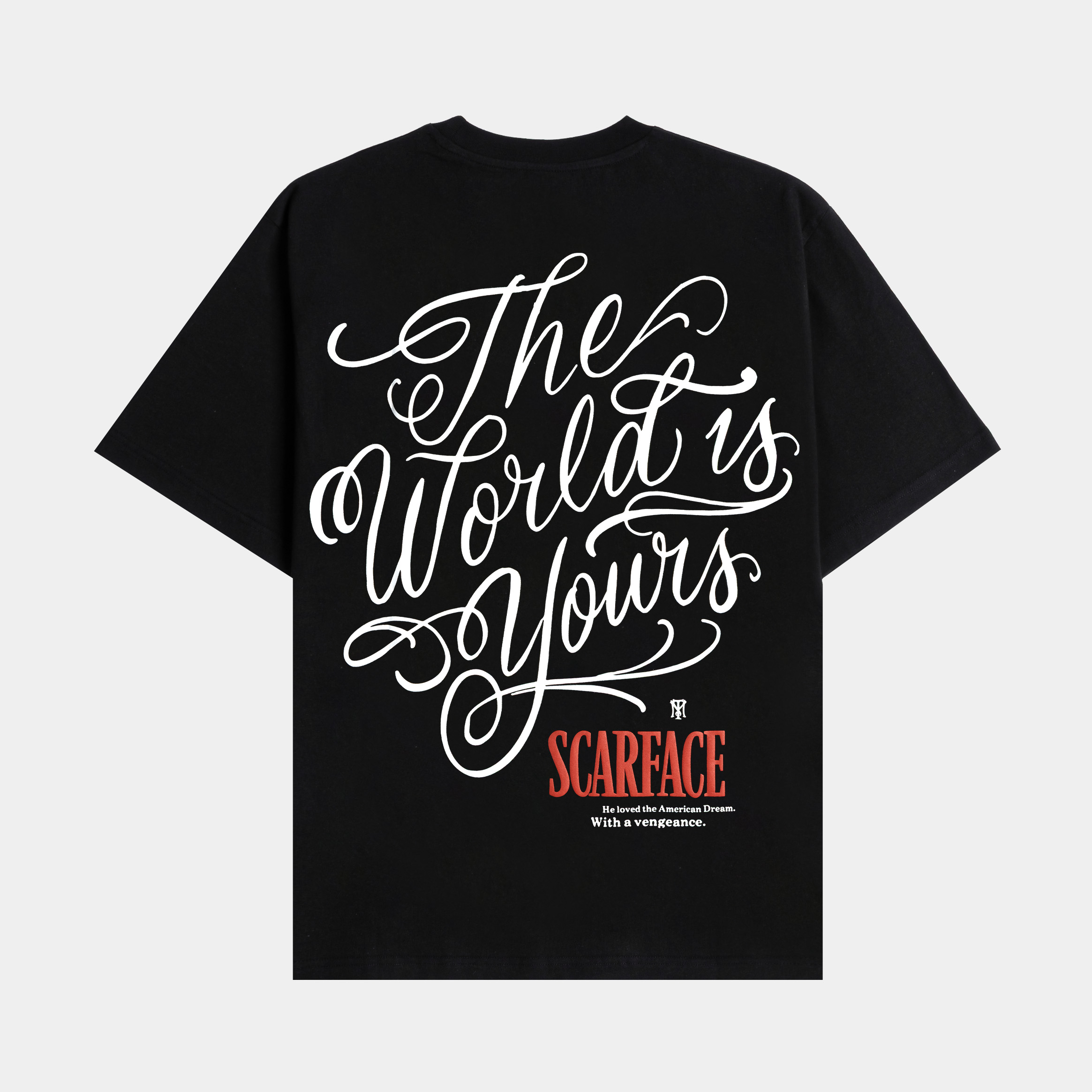 Black t-shirt featuring Scarface movie graphic design.