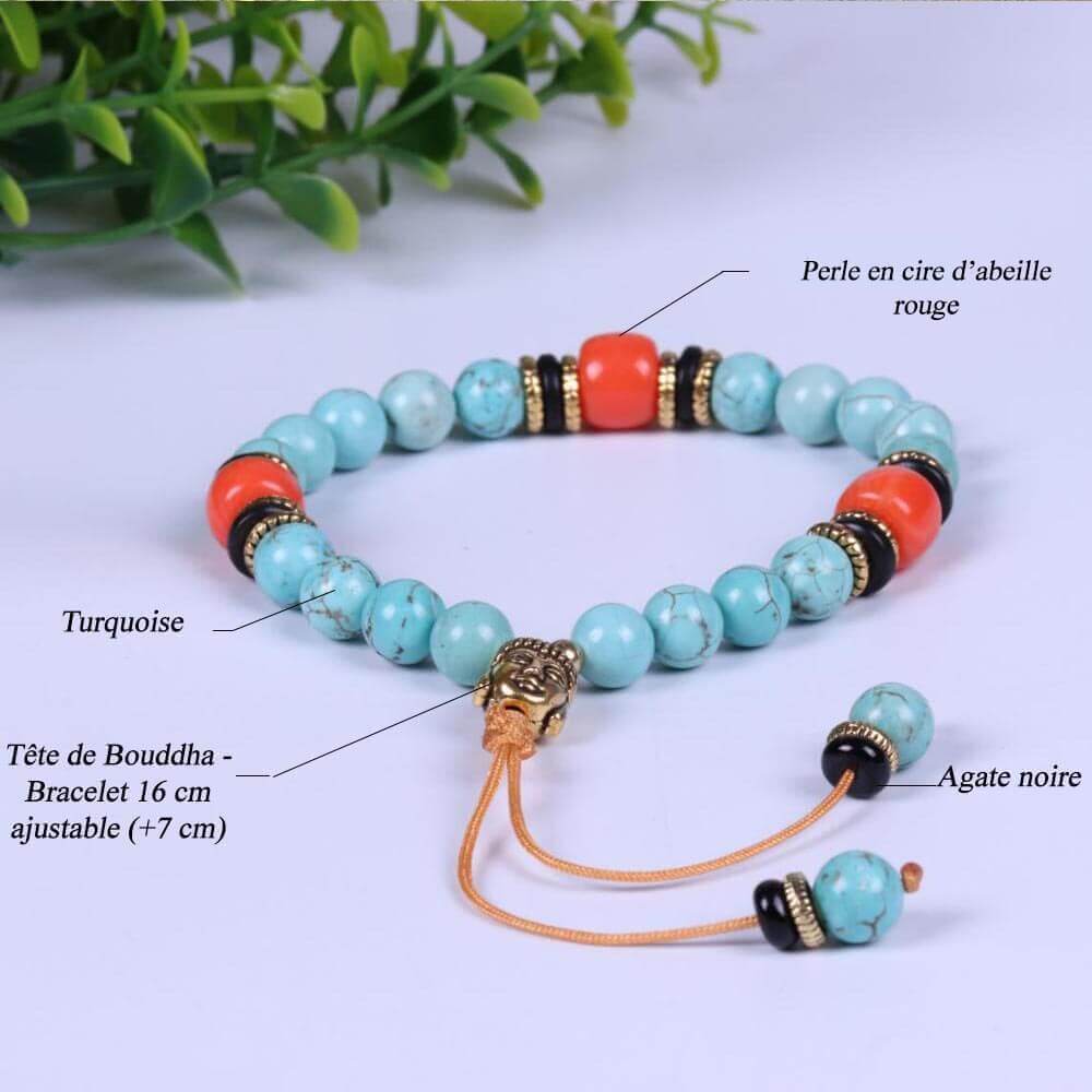 Bracelet tibétain - Bracelet pierre turquoise bouddha | Achamana