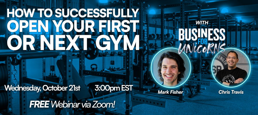 Webinar on opening a gym, featuring speakers and date details.
