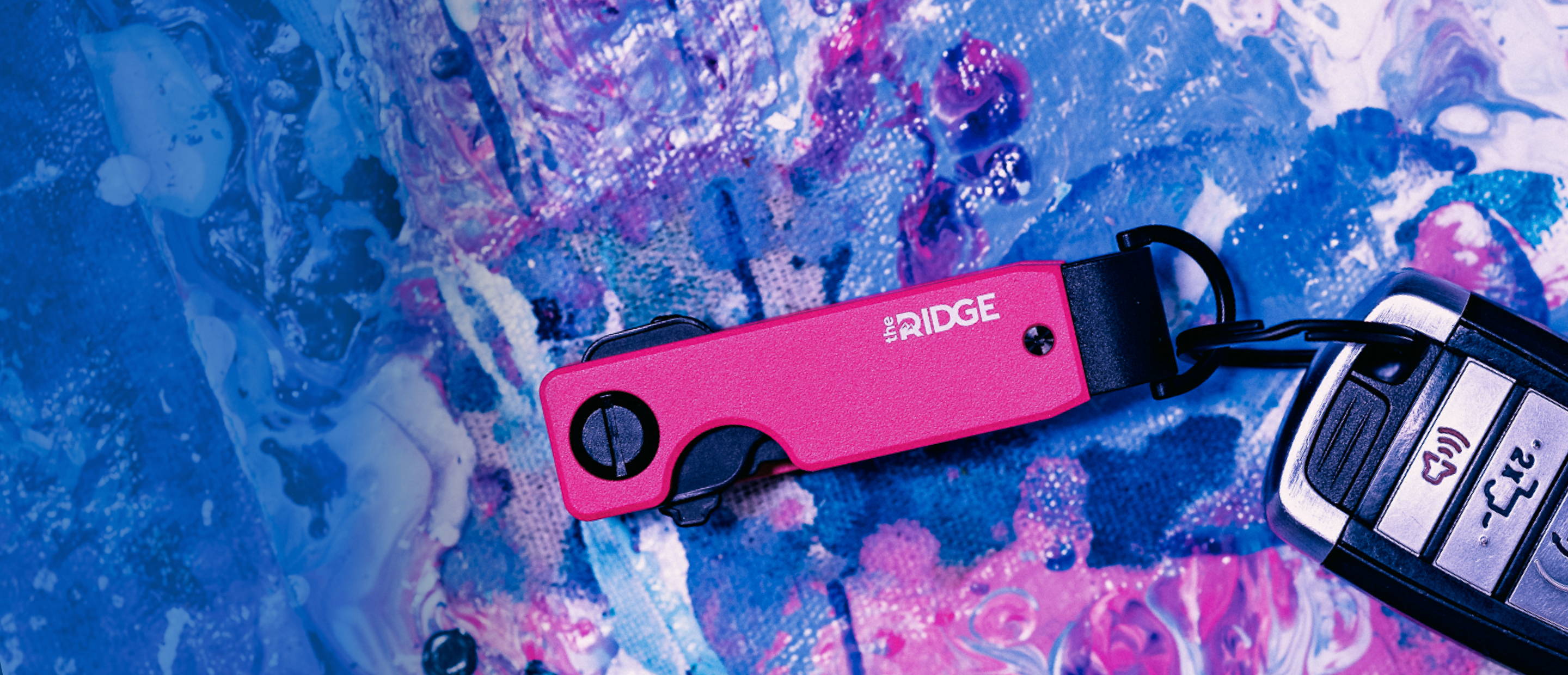Ridge Flamingo Pink Keycase with car key