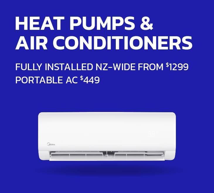 Heat pumps and air conditioners advertisement with pricing information.