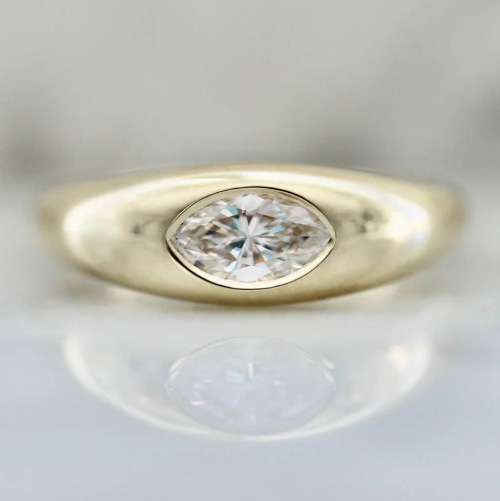 Marquise Cut Bezel Set Diamond Ring