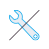 Small icon of a wrench crossed out with a diagonal line