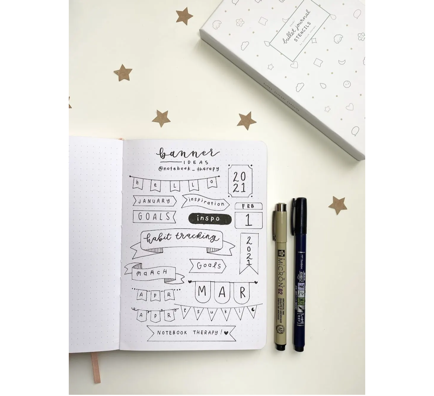 Shop Bullet Journal Stencils 👉, ✨ Create aesthetic spreads in minutes  with our Tsuki bullet journal stencils → Save time and make your spreads  Instagram-worthy in minutes ✨ our team, By Notebook Therapy