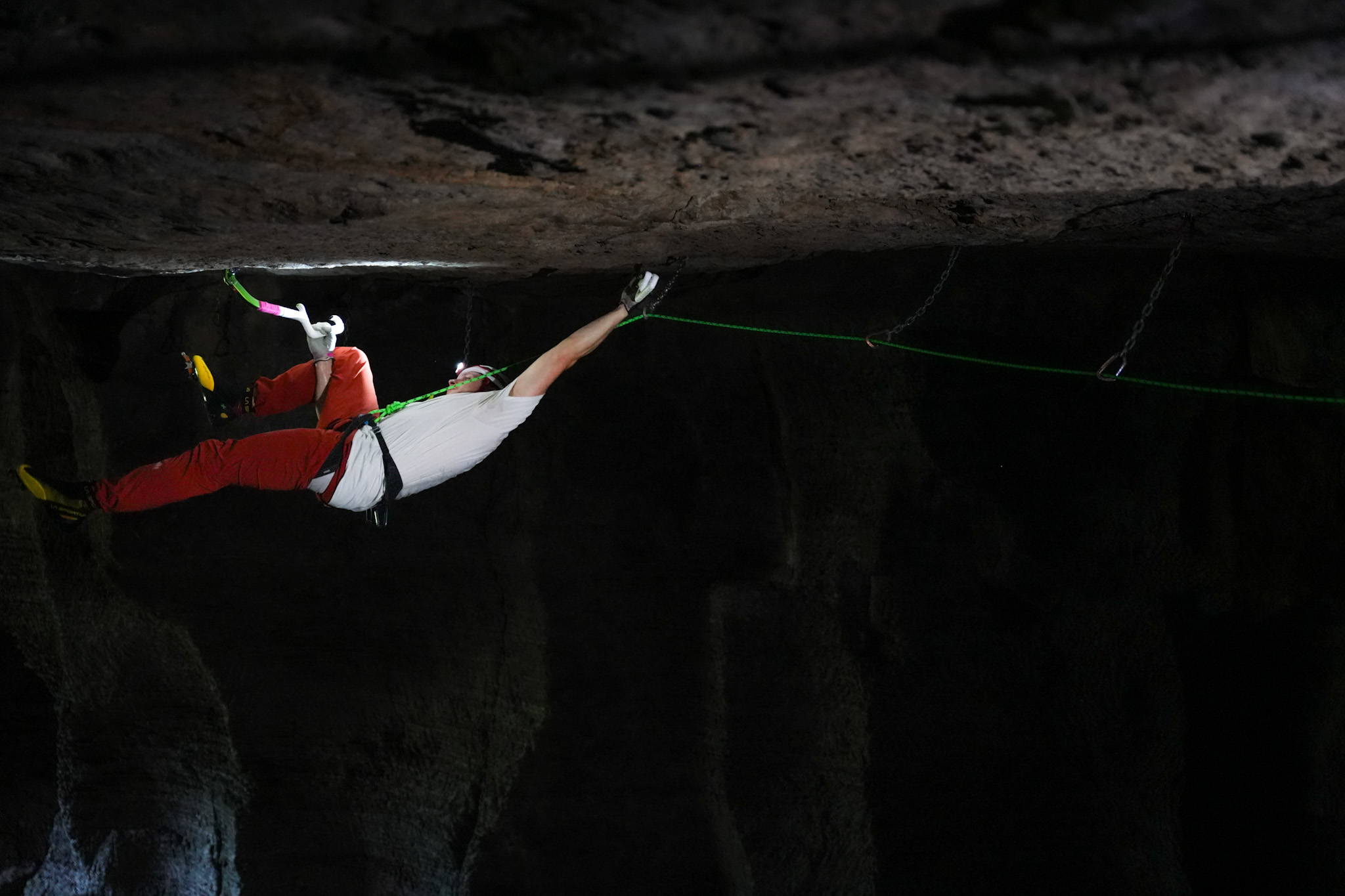 Kevin on the cave ceiling