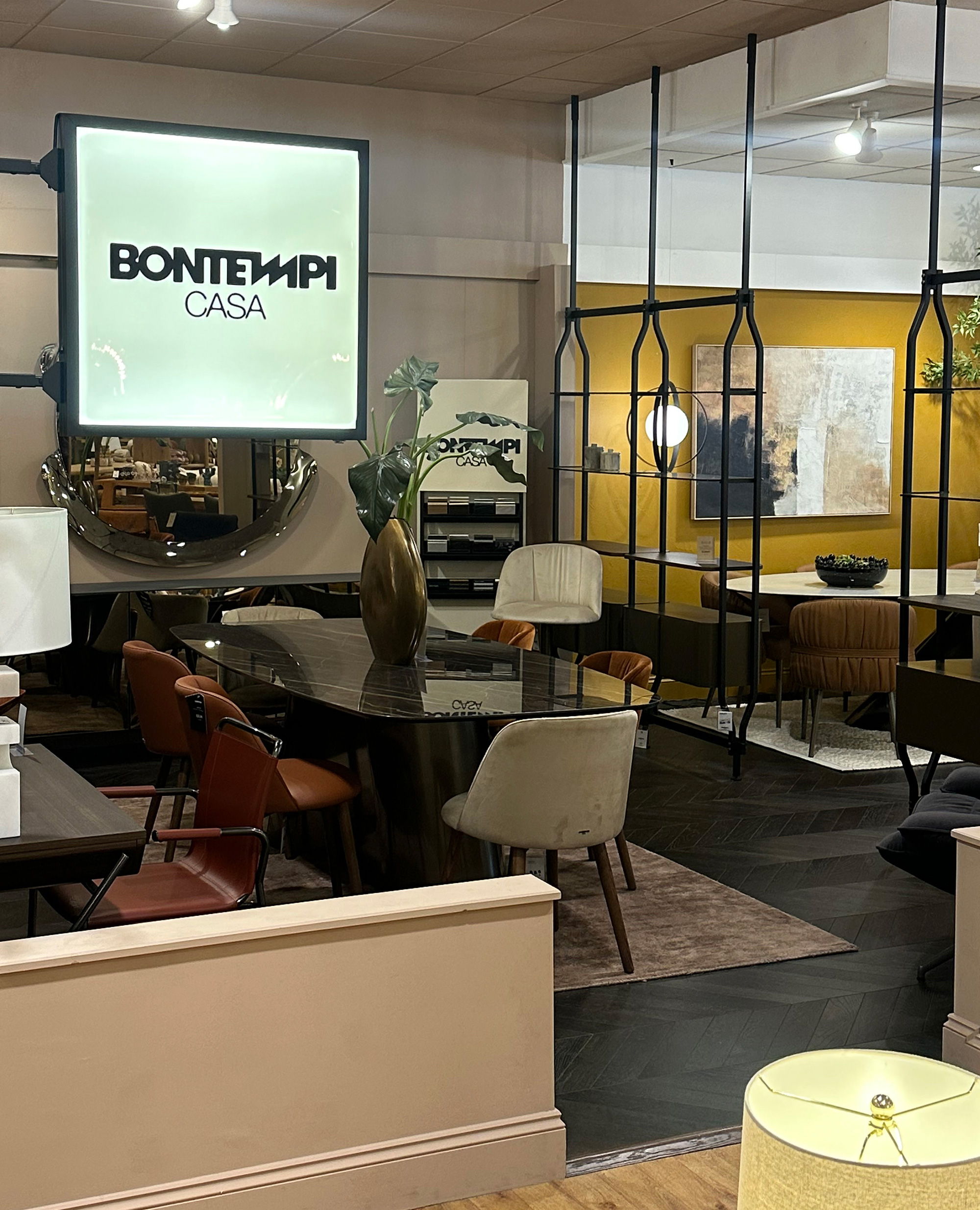 Photo from the Bontempi gallery at BF Home In Norwich. Open bookcases, maple topped tables and beautifully crafted dining chairs now on display.